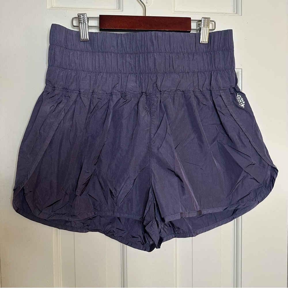Free People FP Movement The Way Home Shorts High Waist Purple Deep Sea Stretch L - Picture 3 of 9
